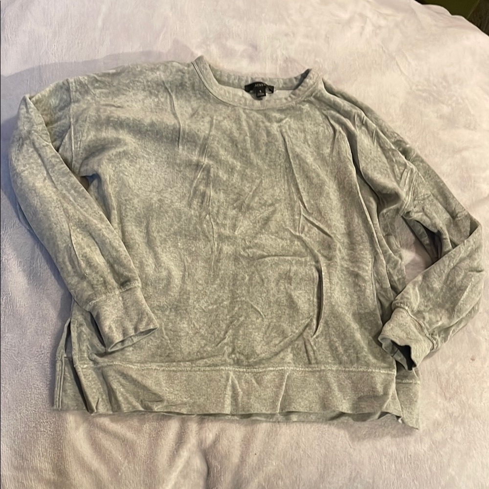 J. Crew Gray Crewneck Velour Sweatshirt